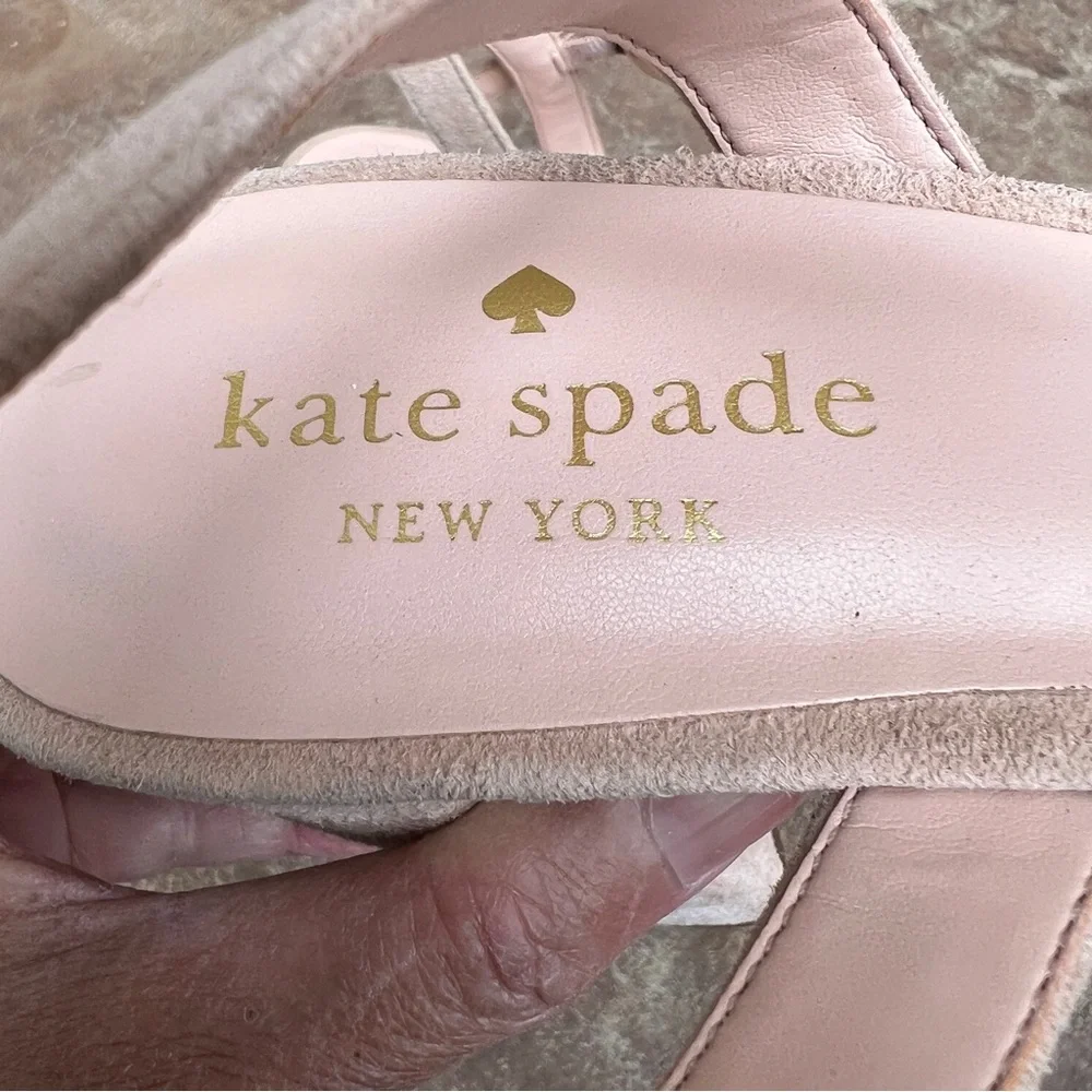KATE SPADE Delia Platform Sandal Nude Suede  Sz 8.5